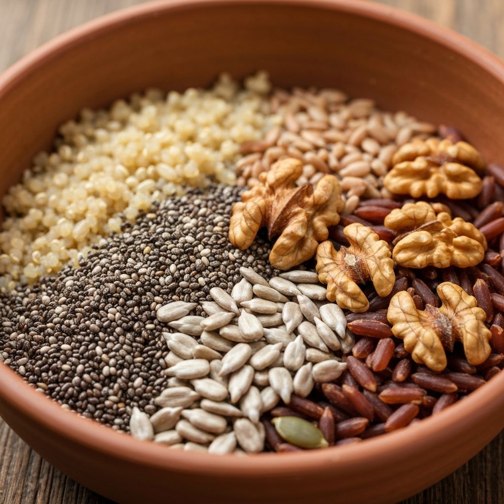 Bowl of fresh grains and seeds